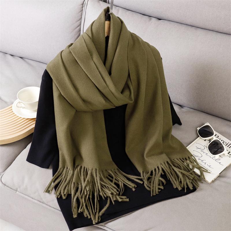 New Winer Poncho Warm Cashmere Scarf for Women Fashion Solid Thick Blanket Pashmina Shawl Wrap Female Bufanda Echarpe Foulard