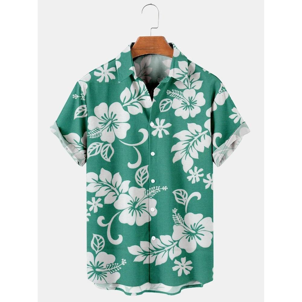 Men's Hawaiian Shirts Flower Graphic Aloha Floral Turndown 3D Print Street Daily Short Sleeve Button Clothing Beach