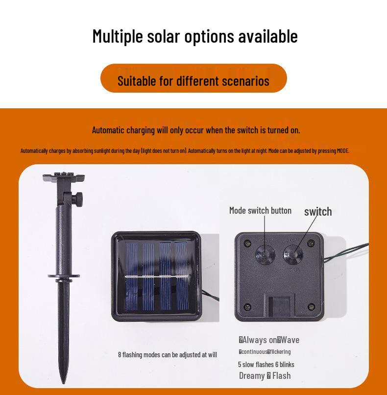 LED Solar String Lights: Cherry Blossom & Bubble Ball Decor for Outdoor Camping & Courtyard