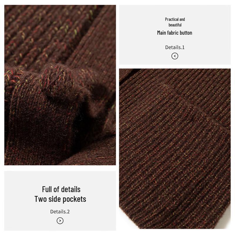 TUHUANG Women's 2025 A/W Pure Wool Thickened Ribbed V-Neck Cardigan Sweater