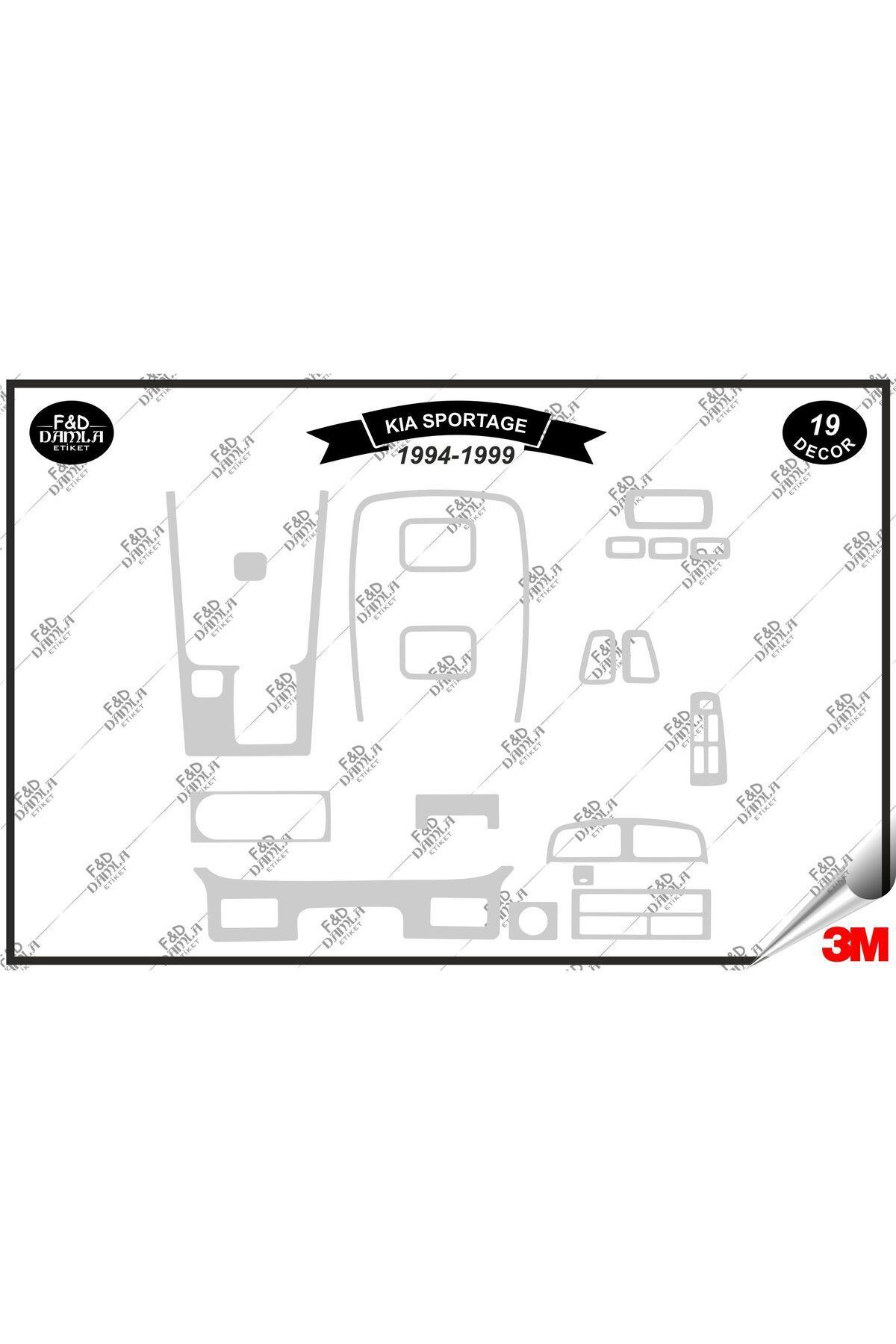 

Kia Sportage 1994-1999 Torpido Konsol Trim Göğüs Maun Kaplama Set 19 Parça Gümüş