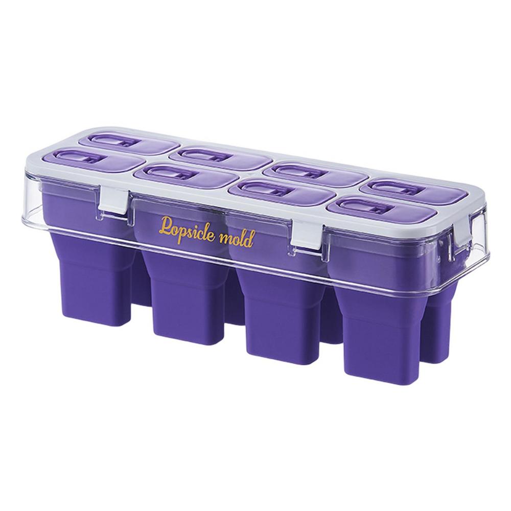 

Силиконовые формы для мороженого, многоразовые, 8 ячеек, форма для эскимо, форма для мороженого, легко извлекаемые формы для мороженого для домашних угощений фиолетовый