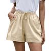 Women Solid High Waist Cotton And Linen Shorts Pants Casual Beach Shorts