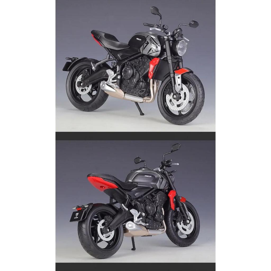 WELLY 1/12 2021 Triumph Trident 660 Alloy Racing Motorcycle Model Diecast Metal Street Motorcycle Model Simulation Kids Toy Gift