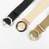 Casual Braided Bohemian Elastic Waistbelt Straw Belt Wooden Buckle
