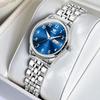 OLEVS Analog Quartz Watch with Date and Day Popular for Women and Blue Silver and Stainless Steel Blue Women's Display, Waterproof, Stylish, Business,