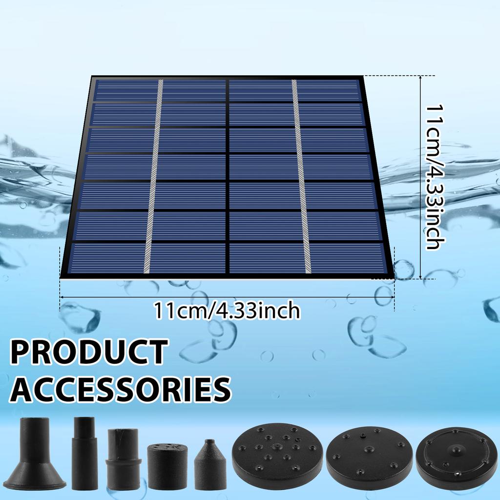 Solar Panel Fountain Kit 1.4W Pump DIY Solar Water Fountain Pump with 5 Nozzles Outdoor Garden Bird Bath Pond