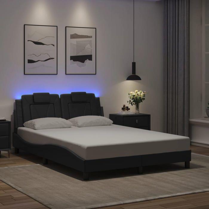 VidaXL Bed Frames with LED Lights, Upholstered Bed with Headboard, Double Bed, Adult Bedroom Bed, Modern, Grey 120x200 Cm 3214011