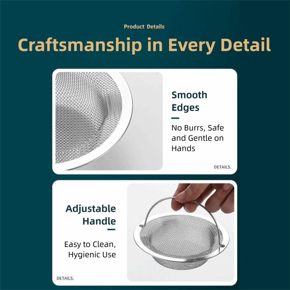 1/2/3-Piece Stainless Steel Sink Strainer With Handle Rust-Resistant Strainer Basket Universal Fit 4.4" Diameter Drain Strainer