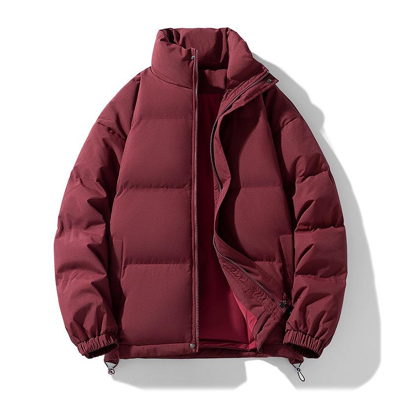 Solid color stand-up collar down cotton clothes men's and women's new winter thickened warm trend casual couple bread clothes