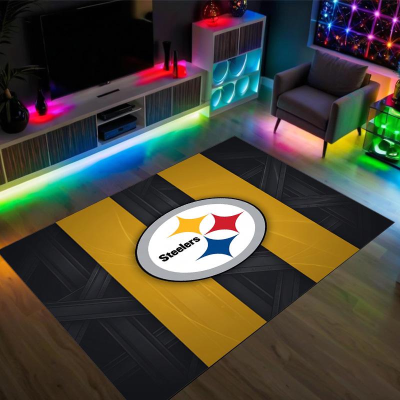 Pittsburgh Steelers Design Crystal Velvet Carpet Cozy Non?Slip Printed Rug For Bedroom Living Room Entrance