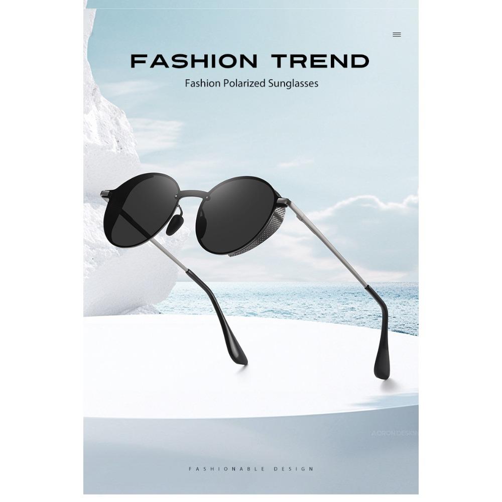 aoron Round Frame Cross-border Sunglasses Men's Metal Polarized Fashion Sunglasses