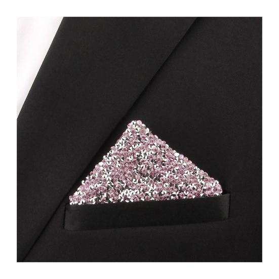 Rhinestone Pocket Square for Men Pre Folded Handkerchief Sparkling Pocket Square Fits Blazer Tuxedo Pockets for Wedding Dating Formal Attire