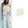 Summer New Arrival Sweet Asymmetry Vest Lace Laminated Decoration Sling Round Neck Tops 4813344