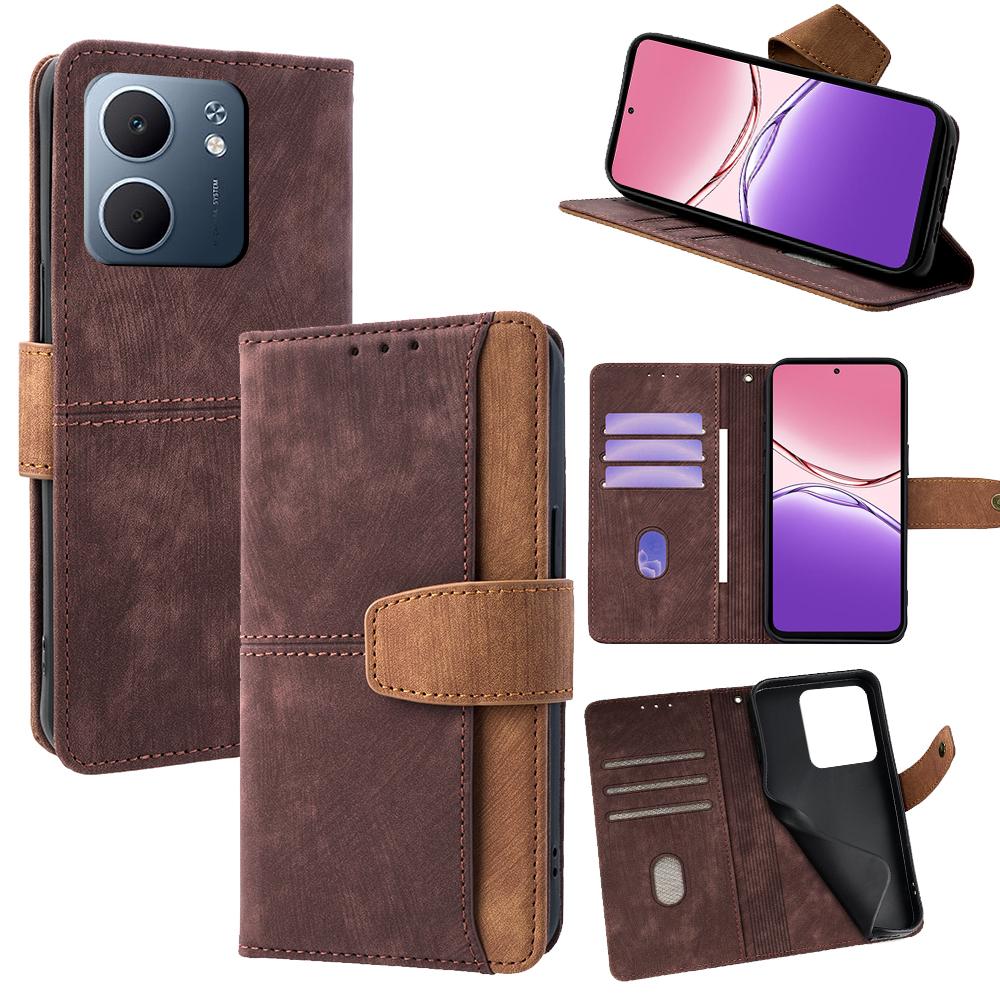 For Oppo A5x 5G Case RFID Blocking Color Splicing PU Leather Wallet Phone Cover