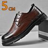 Men Flat / 5cm Height Increasing Leather Shoes Formal Elevator Shoes Man Lift Business Wedding Oxfords Cow Leather Tall Shoes