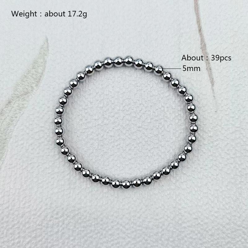 Fashion Jewelry Non Fading Waterproof Metal Ball Multiple Models Quality Smooth Solid Beads Elastic Stainless Steel Bracelets