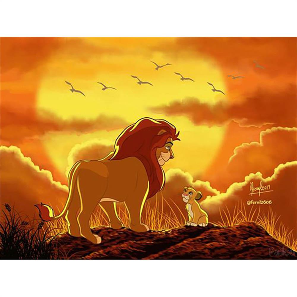 Disney The Lion King Simba Classic Animation 5D Diamond Painting Full of Diamonds DIY Handmade Diamond Painting Cartoon Decoration Painting Kit