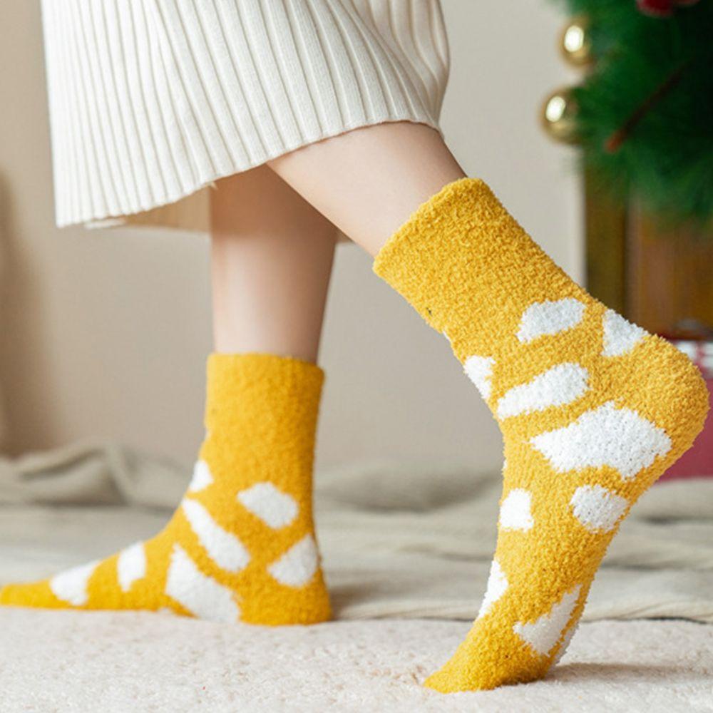 

Thick Duck Deer Santa Korean Style Christmas Hosiery Floor Socks Women Socks Coral Fleece Socks Coffee colour