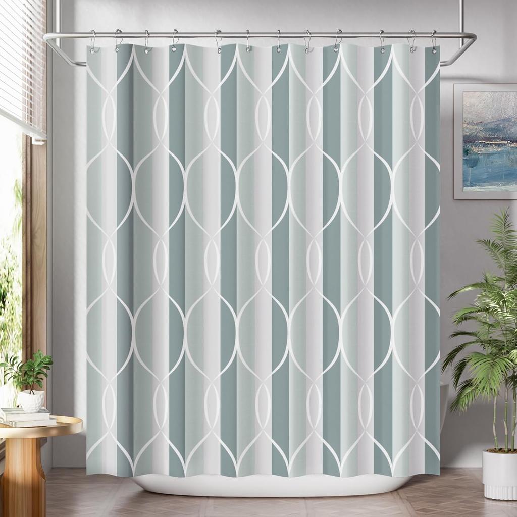 Shower Curtain Blue,Washable Cloth Ombre urtain Hooks, Rustic Waterproof Dark Sea Blue Farmhouse Shower Curtains for Bathroom