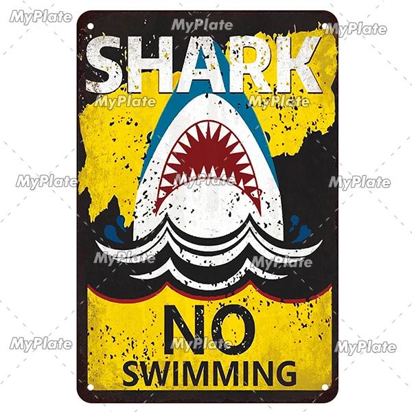 [MaPalte] Vintage Warnung Haie Metallschild Blechschild Dekoration Plakette Heim Wanddeko Barschild Heimdeko Poster Dropshipping