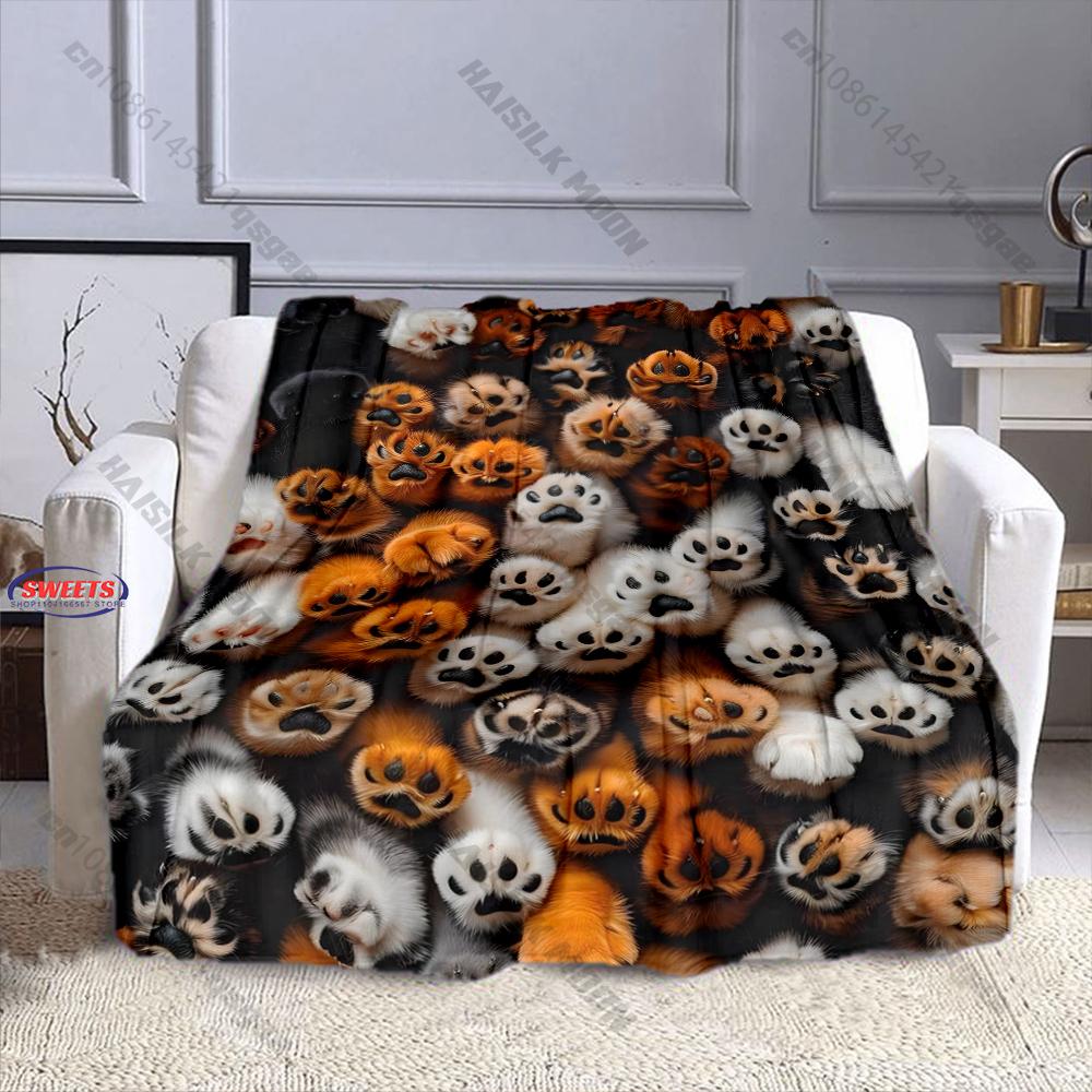 3D Cat Paw Theme Print Blanket for Boys Girls Adults,Soft Cozy Blanket for Home Bed Sofa, Xmas Holiday Birthday Gifts for Family