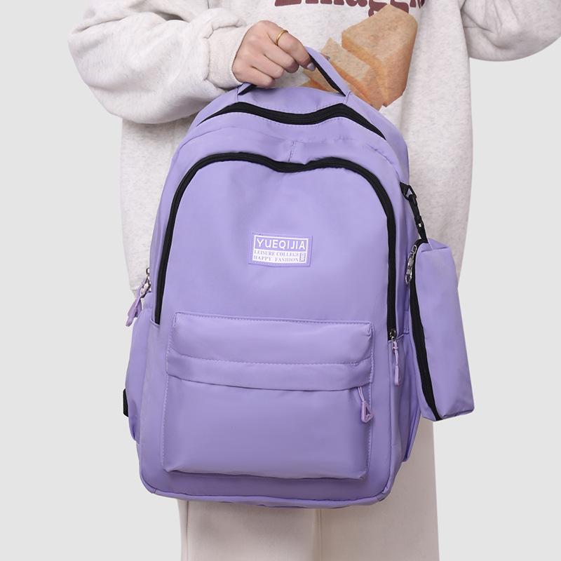 Einfarbige Waldserie Frischer und vielseitiger Mädchen Einfacher Rucksack College-Stil Rucksack mit großem Fassungsvermögen