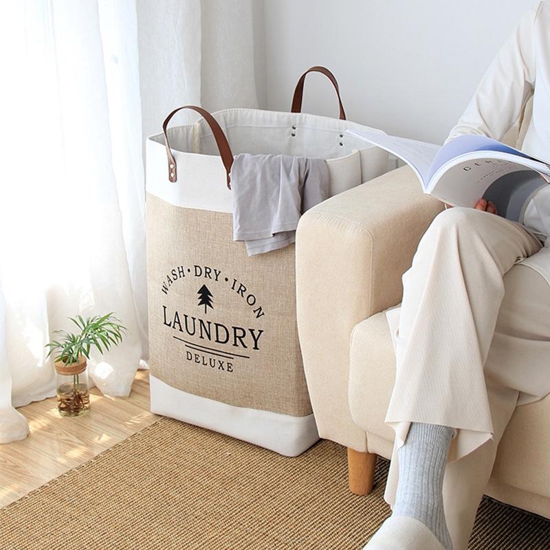 Foldable Laundry Basket with Handle Large Capacity Storage Basket for Clothes Toys Sundries Portable Household Storage Box