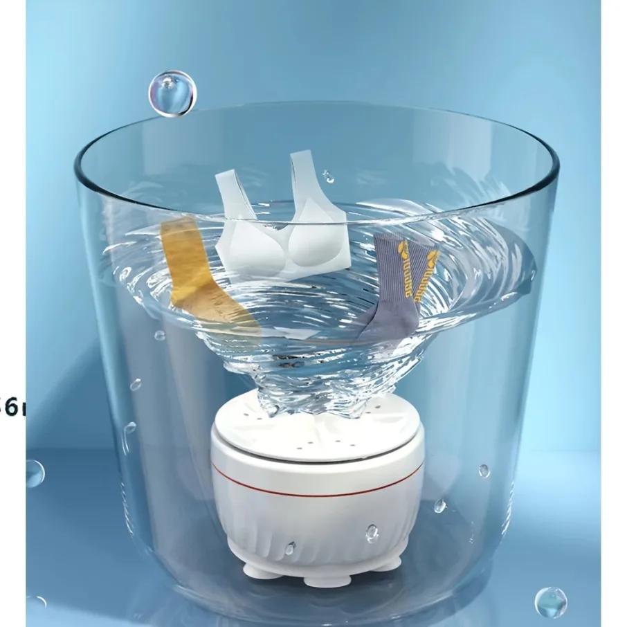 Mini washing machine suitable for socks, underwear, compact ultrasonic turbine washing machine travel and home laundry equipment