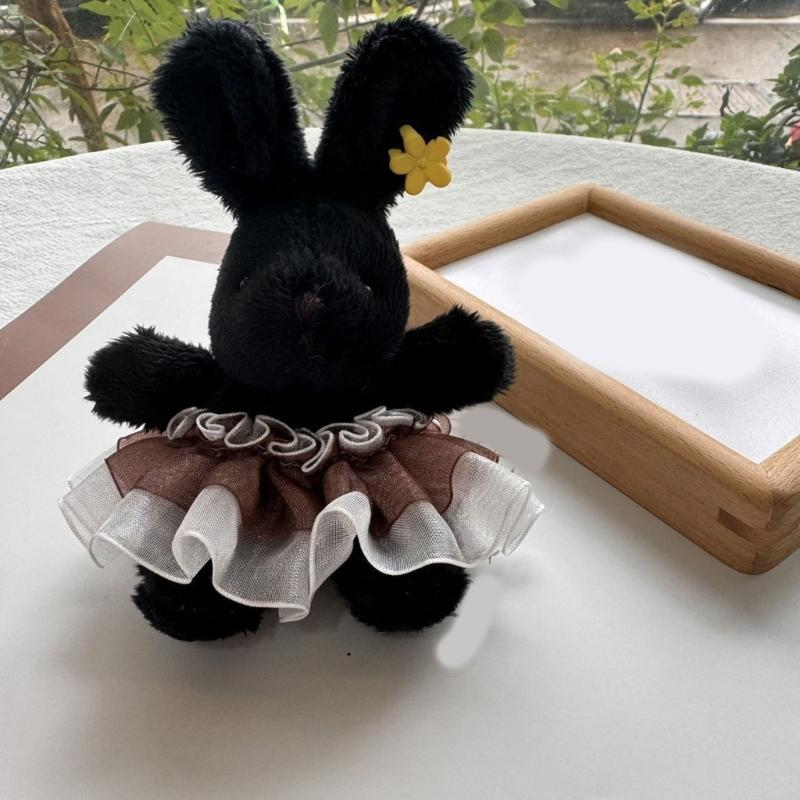 Lovely Rabbits Toy Keychain Soft Plush Pendant Key Chain Cartoon Animal Shaped Keyrings Ornament Stylish Bag Charm