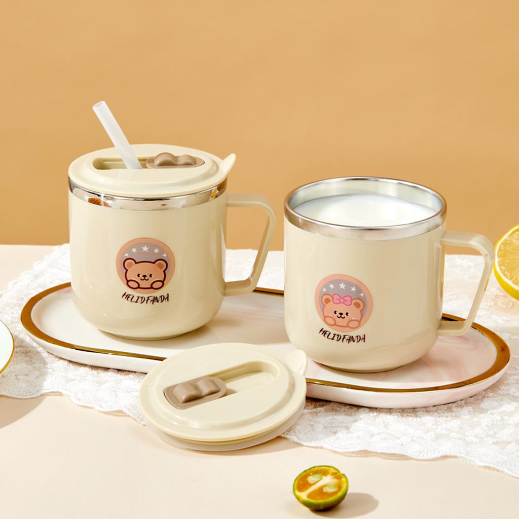 Small Water Cup Mug 316 Stainless Steel Insulated Tumbler 270ml Straw Cup Kid Drinking Cup With Straw Cute Drinkware
