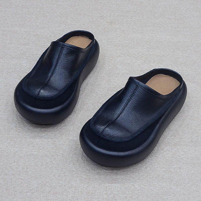 Baotou half slippers women's summer wear 2025 new super foreign style one-pedal cool slippers thick-soled big head shoes
