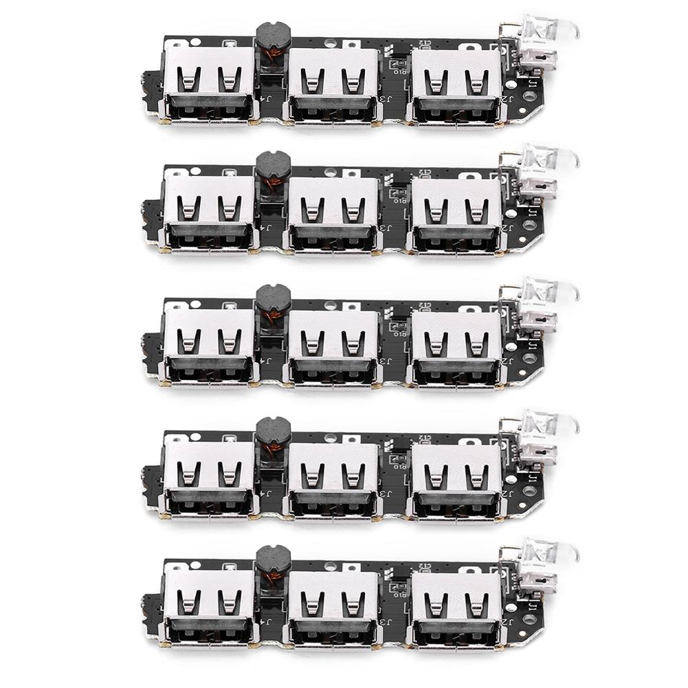 5Pcs Power Bank Charger Module 3USB DIY Mobile Circuit Board Electronic Component 5V2.1A