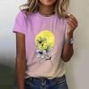 Fashion Floral Pattern 3D Digital Printing Women's Comfortable Round Neck Short Sleeved T-shirt