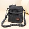 Einfache Retro-Waschdenim-Tasche neue modische mehrlagige Umhängetasche Handy-Tasche lässige Schulter-Damentasche