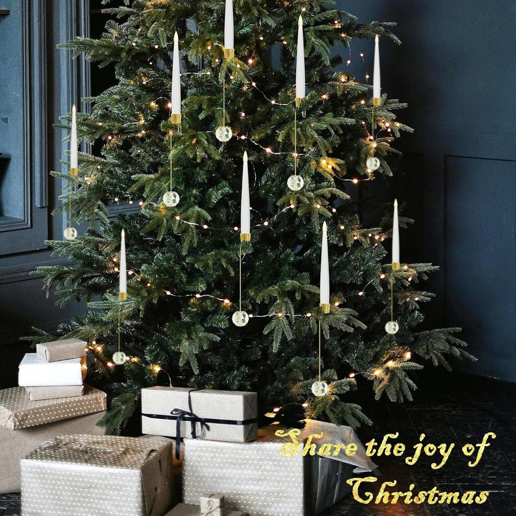 Bougies pour sapin de Noël avec télécommande Fausse bougie LED à piles avec télécommande Lot de 6 LED sans flamme avec crochet décoratif boule nacrée