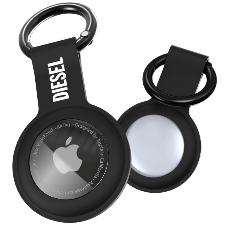 DIESEL Airtag Case Silicone Stylish Cover SS22 Airtag (Diesel Case, Black)