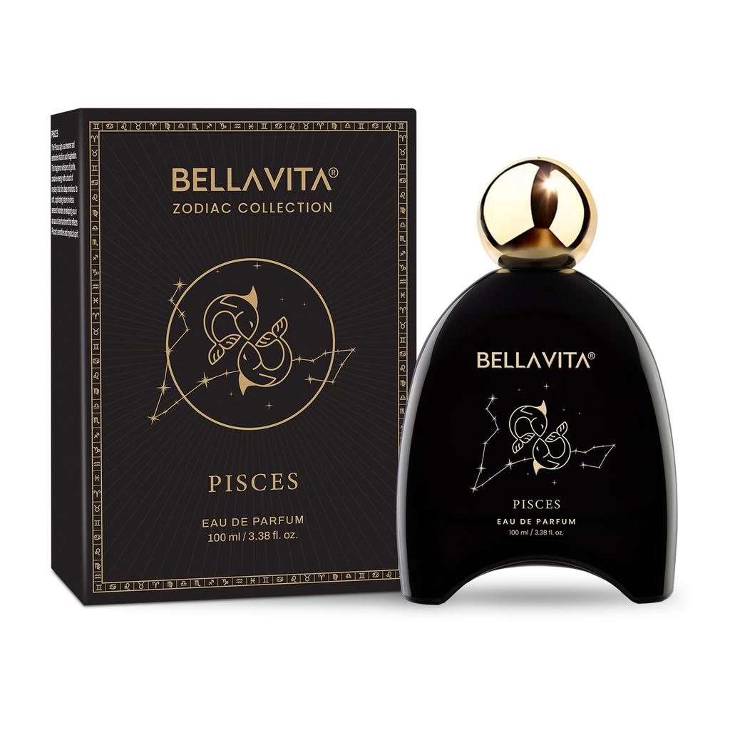 BELLAVITA Zodiac Collection Pisces EDP Unisex | Lemon, Rose & Woody | Premium Long Lasting Fragrance Perfume for Men and Women, 100ml