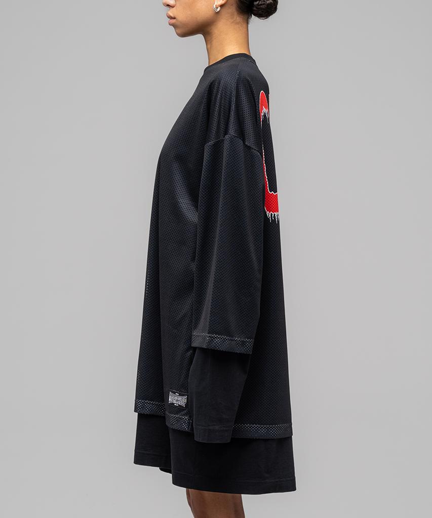 032Ssi (W) Game Layered Mesh Shirt Dress Black Black Game Layered Mesh Shirt Dress Black/ Black