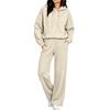 Women's Casual Hooded Sweatshirt and Pants Set with Pockets, Comfortable Outfit for Fall and Winter