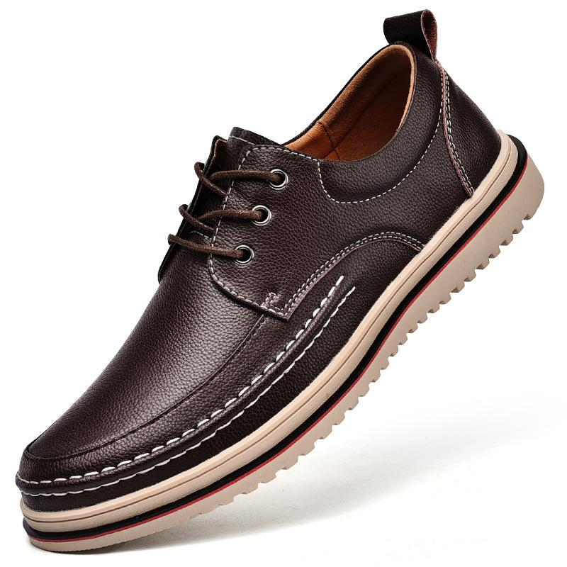Men's Shoes, Fashionable Casual Shoes, Trendy British Style Lace-up Leather Shoes, Four Seasons Low-top Business Leather Shoes