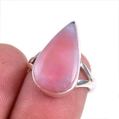 Natural Pink Opal Gemstone 925 Solid Sterling Silver Jewelry Ring Size 6.5 W8M21
