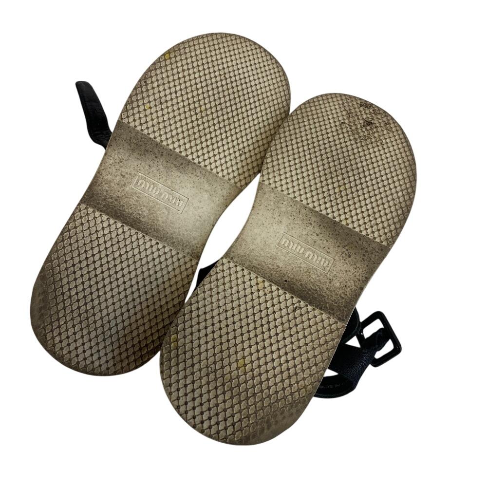 MIUMIU logo Satin With Strap Sports Sandals Sandals black Satin Women Used