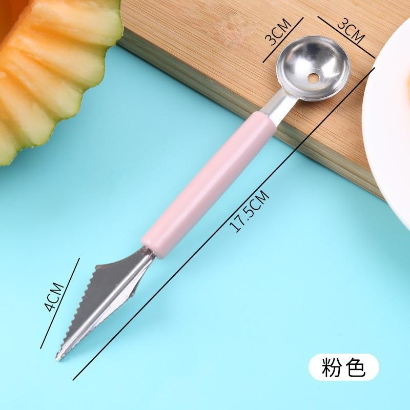 

1pc Stainless Steel Melon Baller Scoop, Multi-Function 3-in-1 for Fruit Carving & Ice Cream, Kitchen Gadget for Salads рожевий