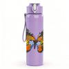 1PC Colorful Tropical Butterfly 750ml Color Plastic Sports Water Bottle Leakproof Flip Straw Lid Suitable for Sports Office Home Use