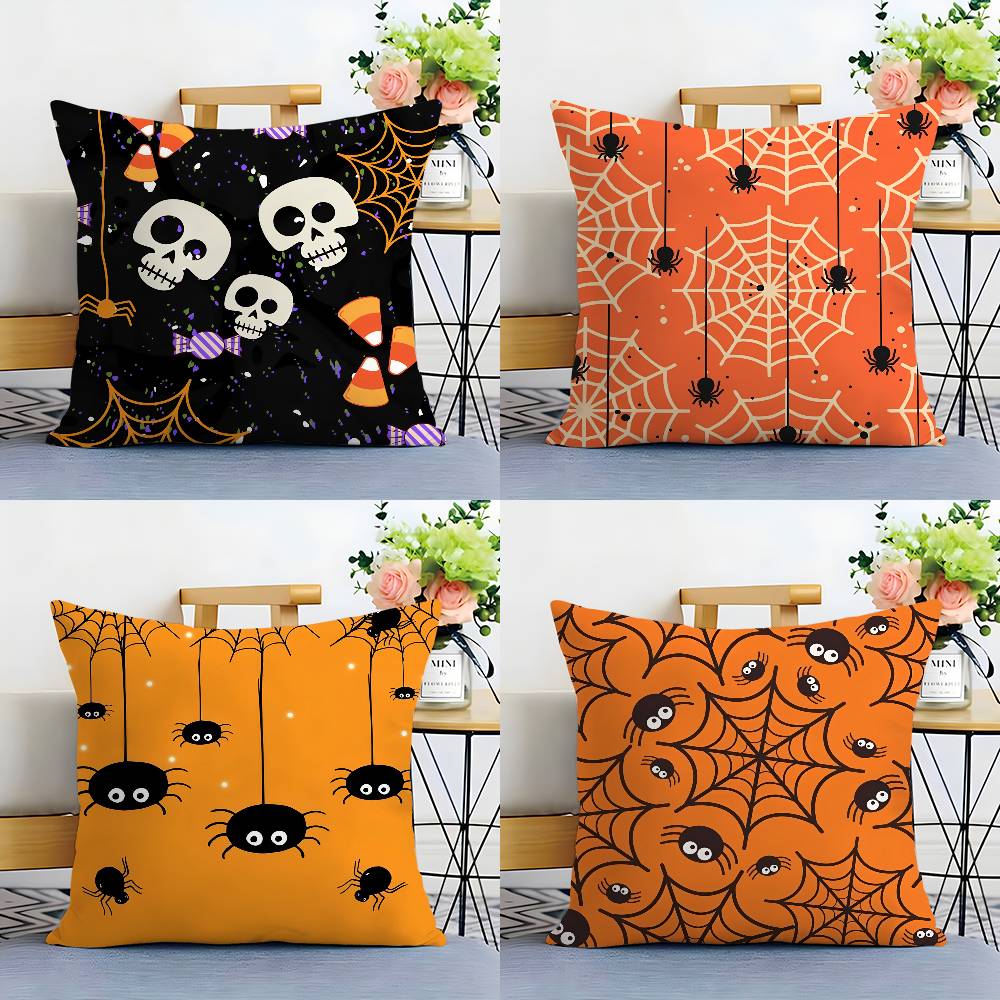 Happy Halloween Scary Spider Web Pillow Case Sofa Living Room Bedroom Double-sided Printing Cushion Nap Time Cushion Cover