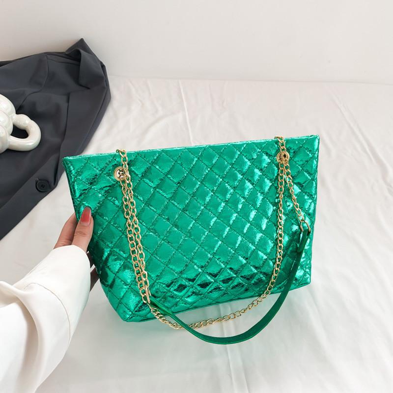 Borsa Tote Elegante a Colore Solido di Grande Capacità con Raffinato Design Trapuntato per l'Uso Quotidiano