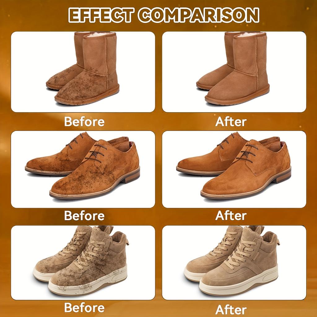 Suede and Cowhide Shoe Care Kit Foam Cleaner,Residue-Free Formula for Snow Boots,Knit Shoes,Canvas Sneakers,Sports Shoe Cleaner