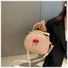 Women Fashion Lychee Pattern Handbag 2025 New Small Round Shoulder Bag Simple Casual Mini Crossbody Backpack