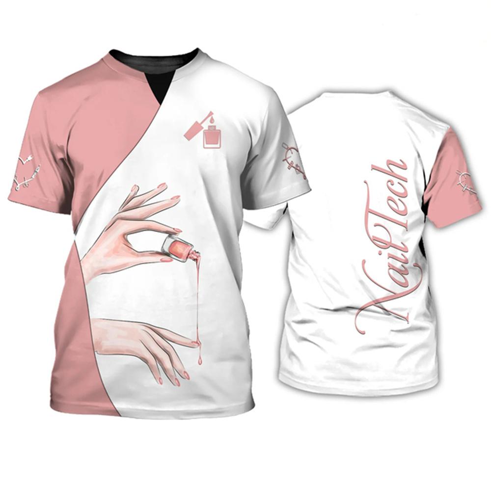 

Новая женская футболка с 3D-принтом Nail Master Harajuku Workwear Летняя дышащая быстросохнущая повседневная футболка с коротким рукавом и круглым вырезом 6XL